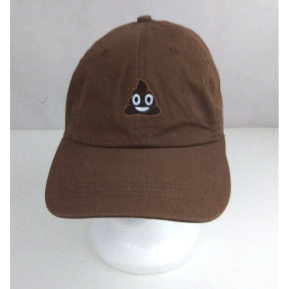 Brown With Embroidered Poop Emoji Adjustable Baseball Cap - Picture 1 of 6